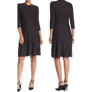 NANETTE LEPORE Fit & Flare Shimmer Lurex Thread Knit Mini Dress Size M * ND16